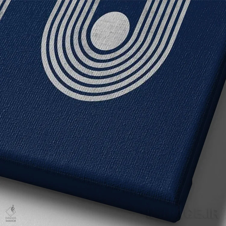 تابلو مینیمال خطوط و نقطه های رترو سرمه ای II اثر ام سی دیزاین لب - نمای نزدیک بافت بوم