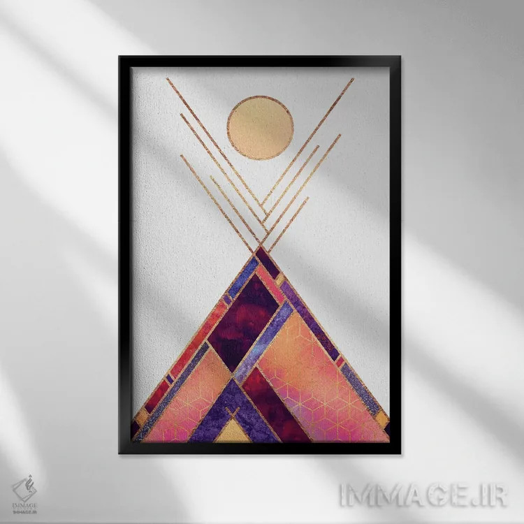 تابلو مینیمال کوهستان تیپی اثر الیزابت فردریکسون - نمای قابدار مشکی