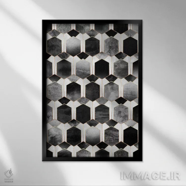 تابلو انتزاعی رویای آرت دکو ۳ اثر الیزابت فردریکسون - نمای قابدار مشکی