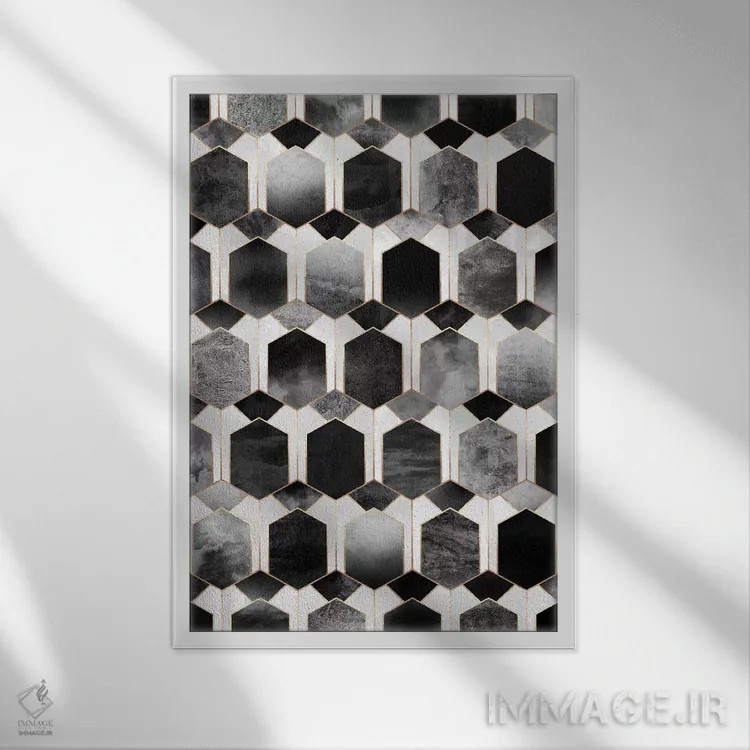تابلو انتزاعی رویای آرت دکو ۳ اثر الیزابت فردریکسون - نمای قابدار سفید