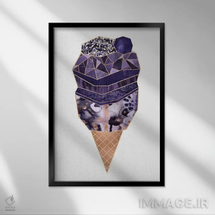 تابلو مینیمال بستنی ۱ اثر الیزابت فردریکسون - نمای قابدار مشکی