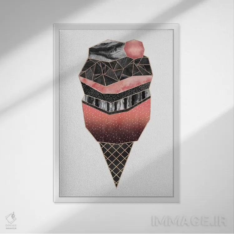 تابلو مینیمال بستنی ۲ اثر الیزابت فردریکسون - نمای قابدار سفید