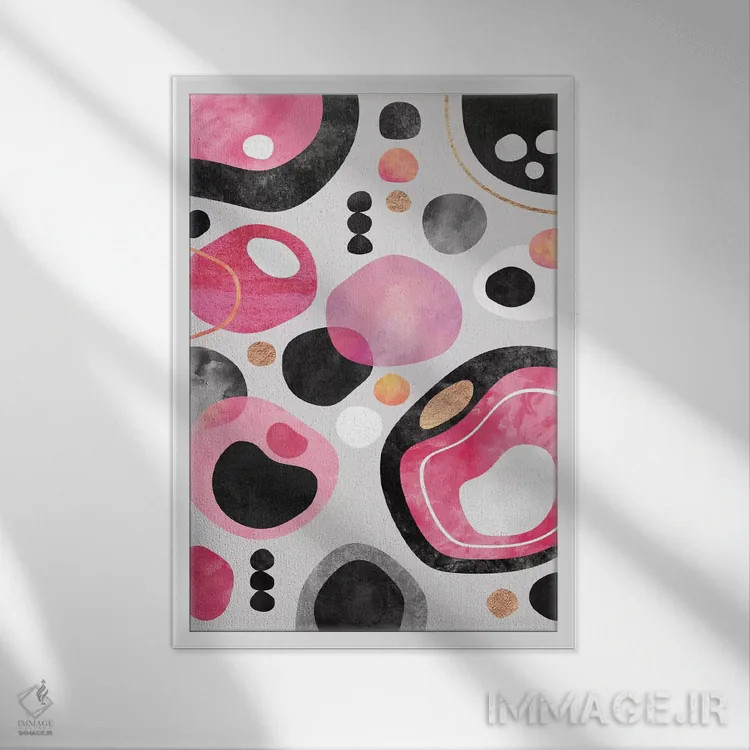 تابلو انتزاعی بازی گرافیکی ۱ اثر الیزابت فردریکسون - نمای قابدار سفید