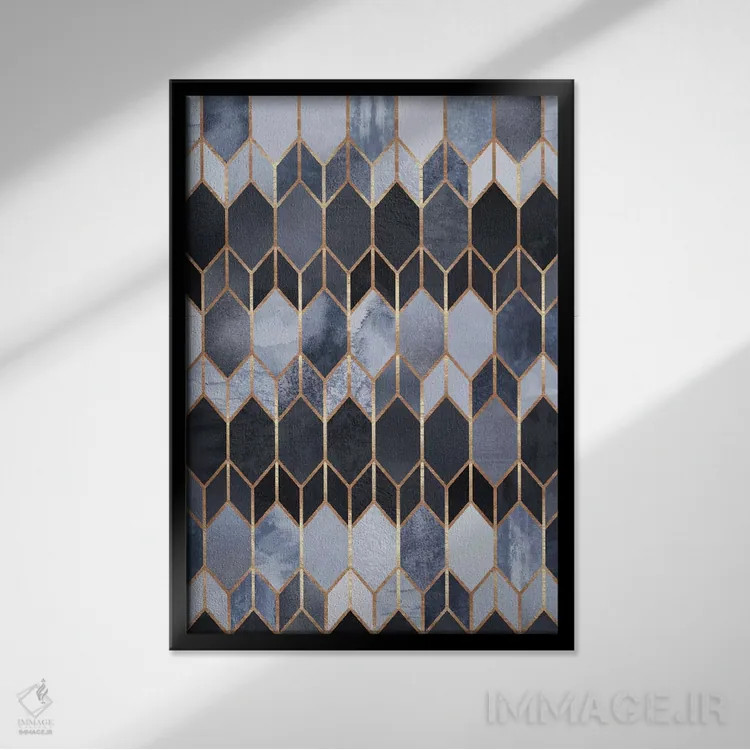 تابلو انتزاعی شیشه رنگی ۴ اثر الیزابت فردریکسون - نمای قابدار مشکی