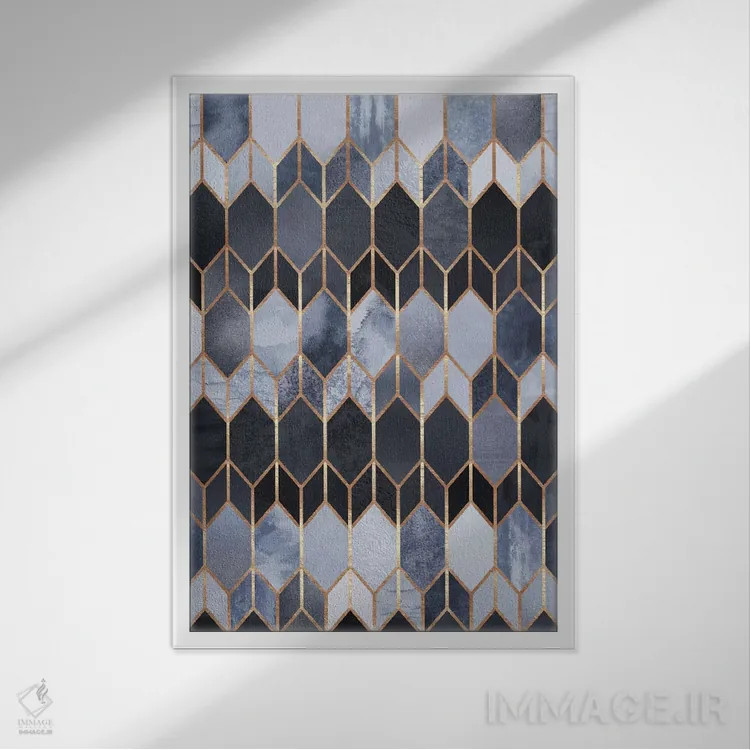 تابلو انتزاعی شیشه رنگی ۴ اثر الیزابت فردریکسون - نمای قابدار سفید