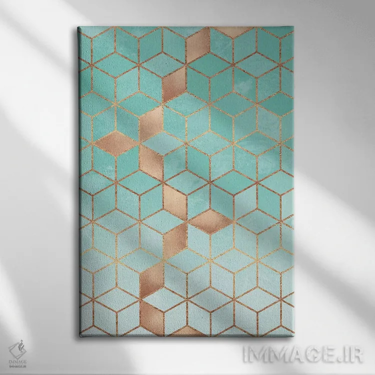تابلو انتزاعی گرانید ملایم آکوامارین اثر الیزابت فردریکسون - نمای روبهرو روی دیوار