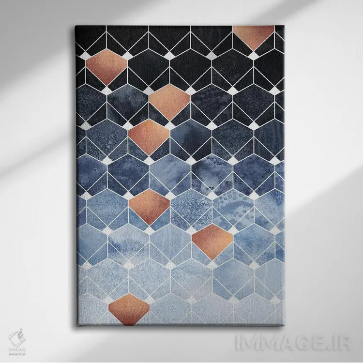 تابلو انتزاعی Rectangular,الماس های مسی، مستطیلی اثر الیزابت فردریکسون - نمای روبهرو روی دیوار