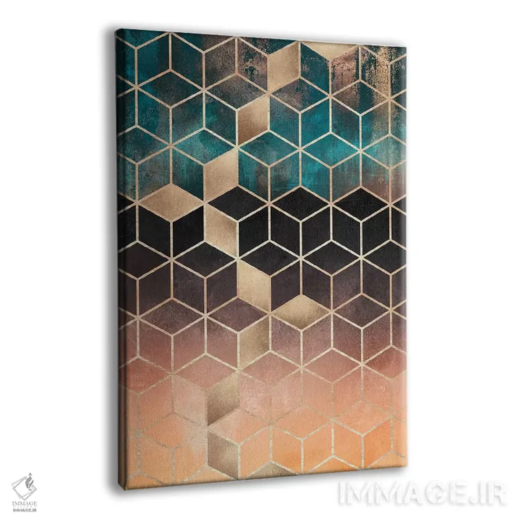 تابلو انتزاعی Rectangular,مکعب های رویایی آمبره، مستطیلی اثر الیزابت فردریکسون - نمای پرسپکتیو محصول