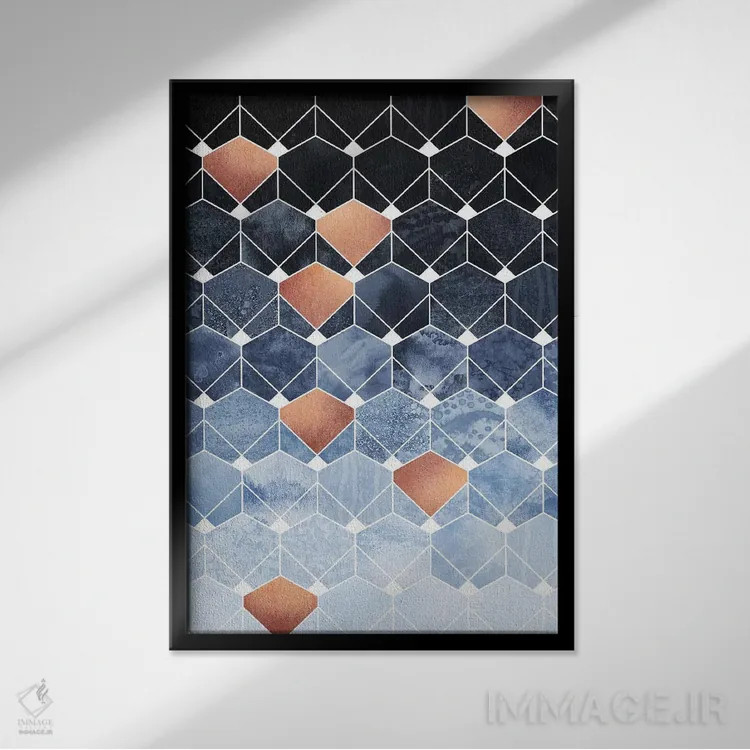 تابلو انتزاعی Rectangular,الماس های مسی، مستطیلی اثر الیزابت فردریکسون - نمای قابدار مشکی