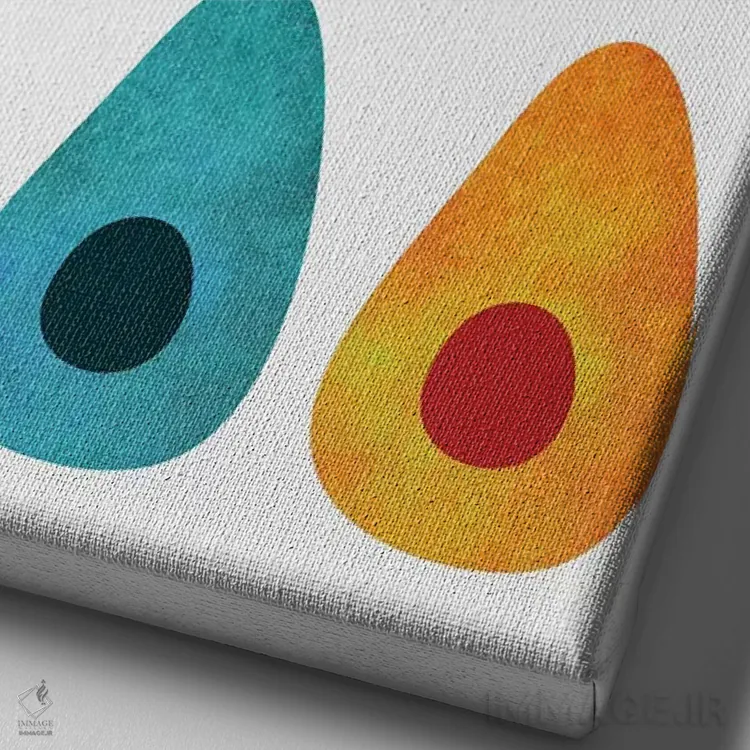 تابلو مینیمال آووکادوهای رنگارنگ اثر الیزابت فردریکسون - نمای نزدیک بافت بوم