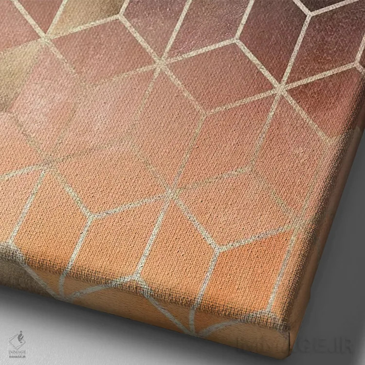 تابلو انتزاعی Rectangular,مکعب های رویایی آمبره، مستطیلی اثر الیزابت فردریکسون - نمای نزدیک بافت بوم