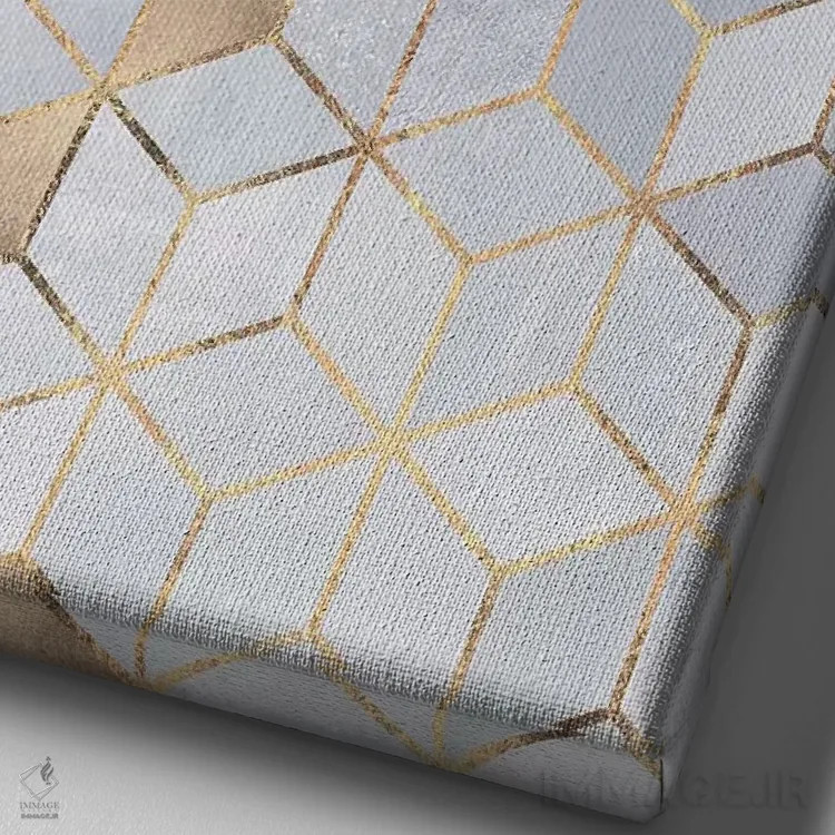 تابلو انتزاعی Rectangular,مکعب های گرباورها آبی ملایم، مستطیلی اثر الیزابت فردریکسون - نمای نزدیک بافت بوم