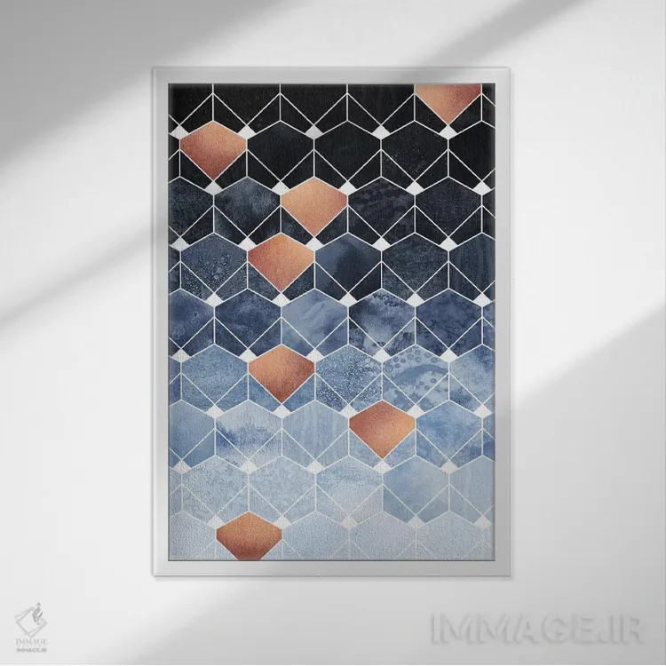تابلو انتزاعی Rectangular,الماس های مسی، مستطیلی اثر الیزابت فردریکسون - نمای قابدار سفید