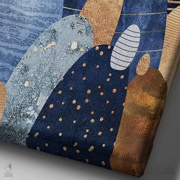 تابلو انتزاعی Blue,سرزمین کوچک قلوه سنگ ها، آبی اثر الیزابت فردریکسون - نمای نزدیک بافت بوم
