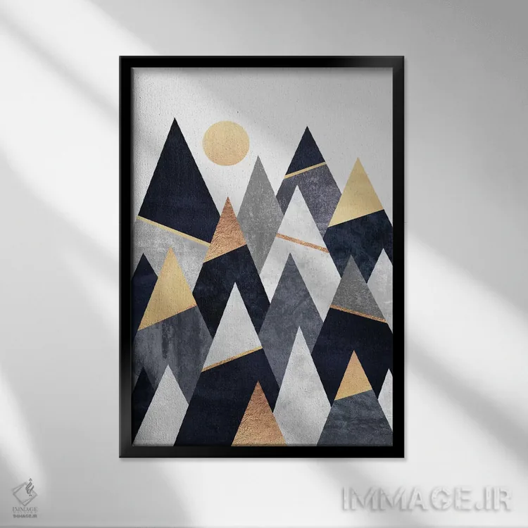 تابلو انتزاعی کوه های شیک اثر الیزابت فردریکسون - نمای قابدار مشکی