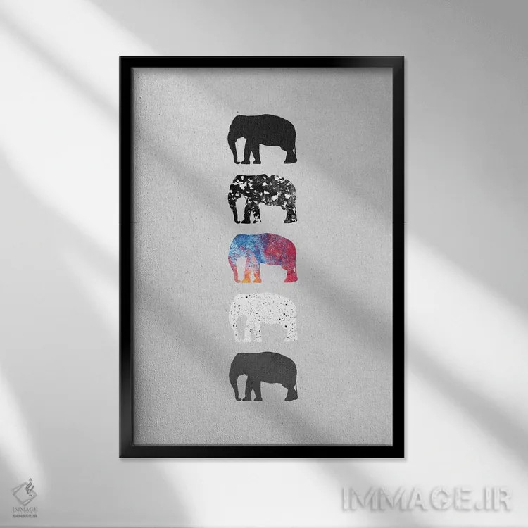 تابلو مدرن پنج فیل اثر الیزابت فردریکسون - نمای قابدار مشکی