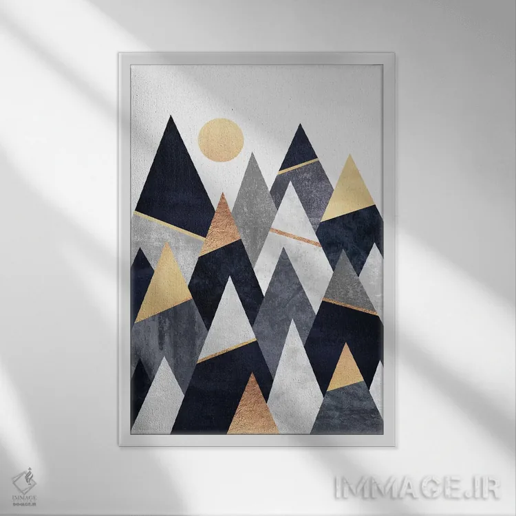 تابلو انتزاعی کوه های شیک اثر الیزابت فردریکسون - نمای قابدار سفید