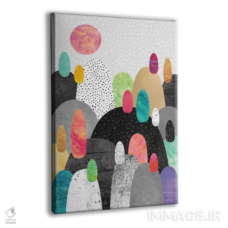 تابلو انتزاعی سرزمین کوچک سنگریزه ها اثر الیزابت فردریکسون - نمای پرسپکتیو محصول