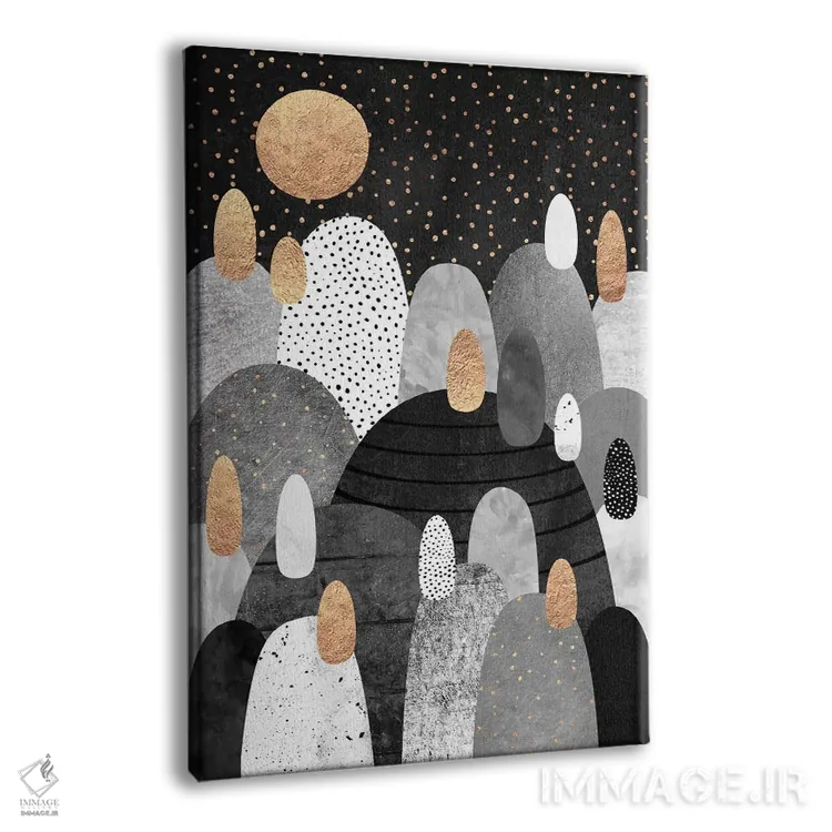 تابلو انتزاعی سرزمین کوچک سنگریزه ها در شب اثر الیزابت فردریکسون - نمای پرسپکتیو محصول