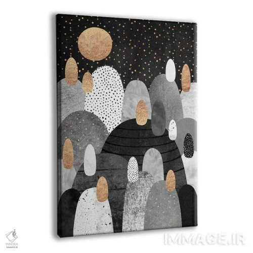 تابلو انتزاعی سرزمین کوچک سنگریزه ها در شب اثر الیزابت فردریکسون - نمای پرسپکتیو محصول