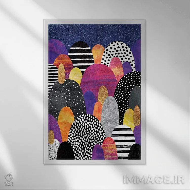 تابلو انتزاعی شب بخیر اثر الیزابت فردریکسون - نمای قابدار سفید