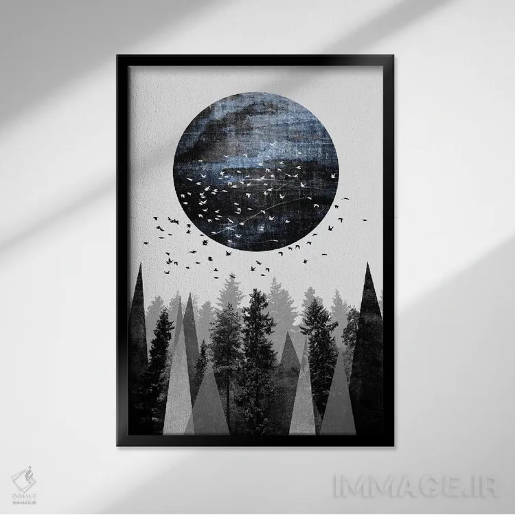 تابلو انتزاعی طبیعت اثر الیزابت فردریکسون - نمای قابدار مشکی