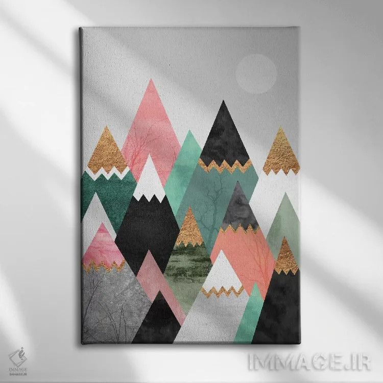 تابلو انتزاعی کوه های زیبا اثر الیزابت فردریکسون - نمای روبهرو روی دیوار