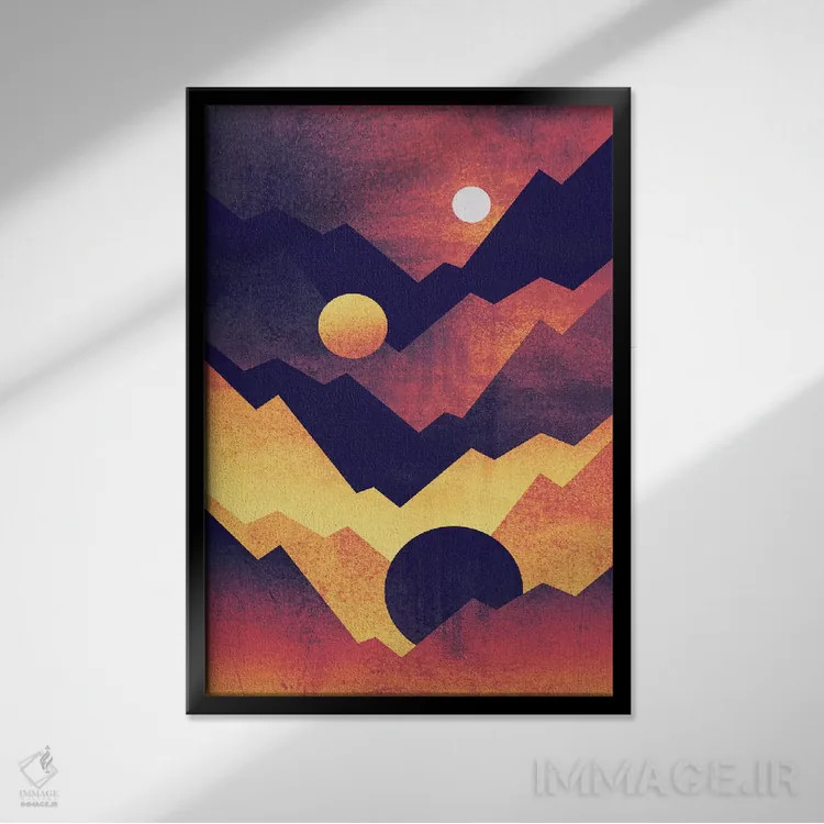 تابلو انتزاعی فرارسیدن شب اثر الیزابت فردریکسون - نمای قابدار مشکی