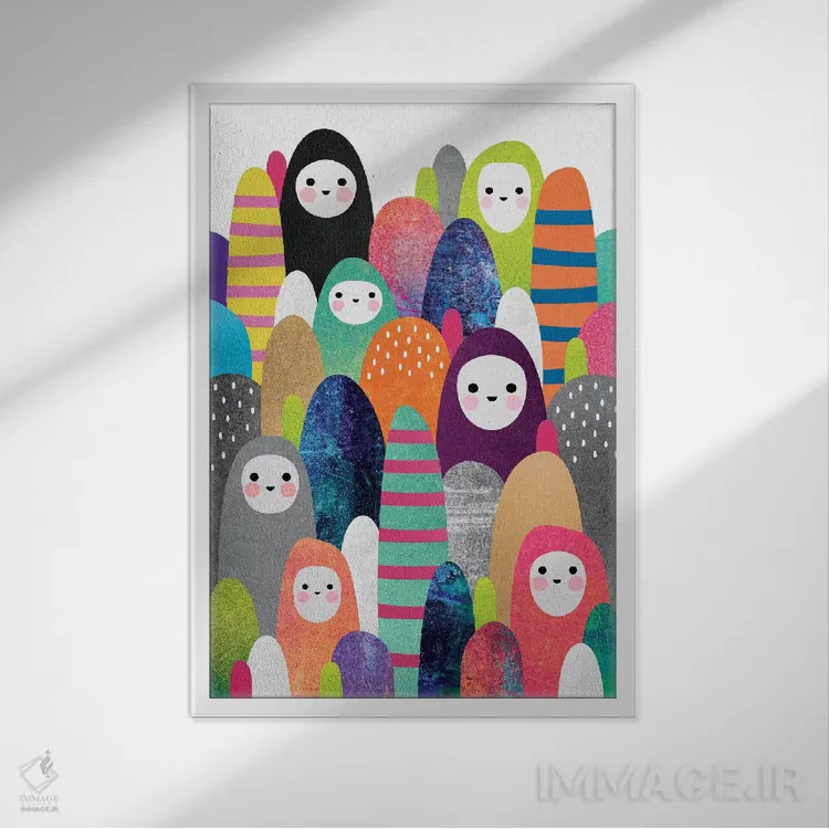 تابلو انتزاعی ارواح سنگریزه I اثر الیزابت فردریکسون - نمای قابدار سفید