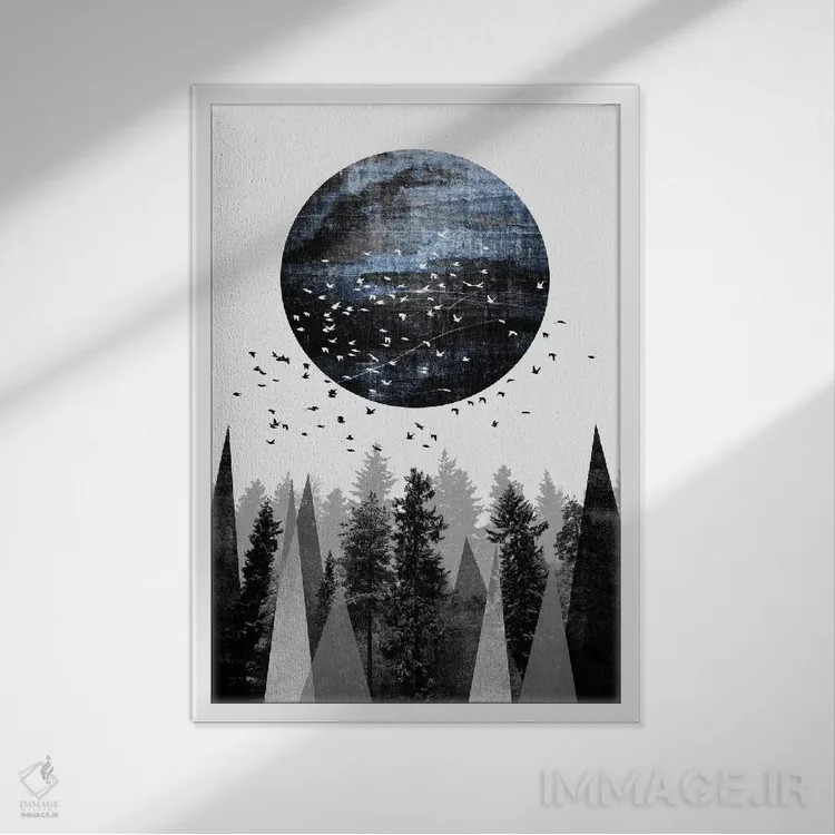 تابلو انتزاعی طبیعت اثر الیزابت فردریکسون - نمای قابدار سفید