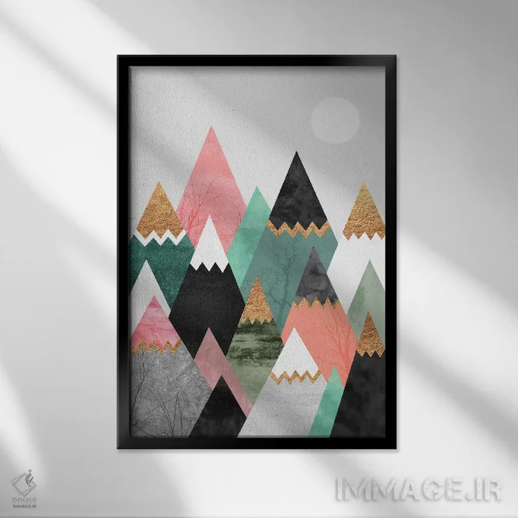 تابلو انتزاعی کوه های زیبا اثر الیزابت فردریکسون - نمای قابدار مشکی