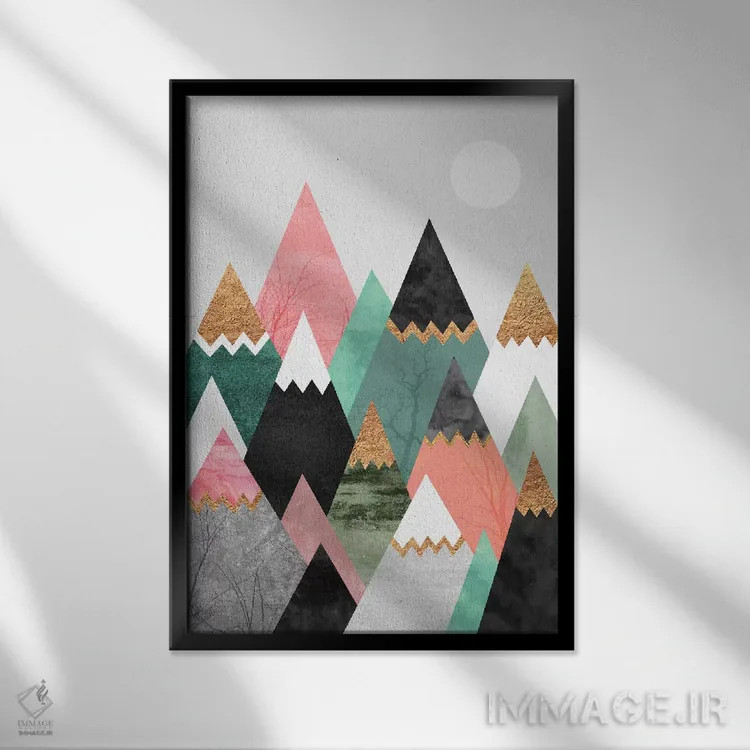 تابلو انتزاعی کوه های زیبا اثر الیزابت فردریکسون - نمای قابدار مشکی