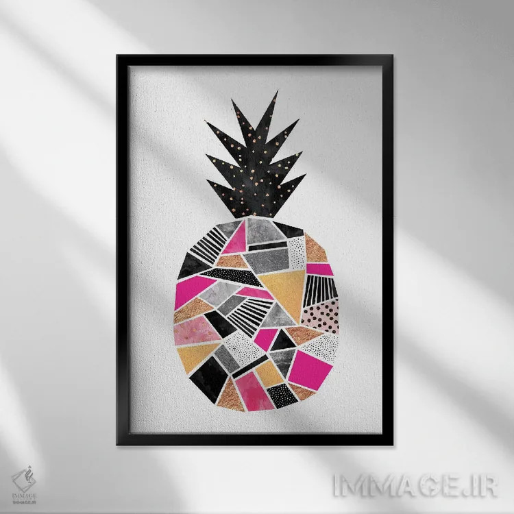 تابلو مدرن آناناس زیبا اثر الیزابت فردریکسون - نمای قابدار مشکی