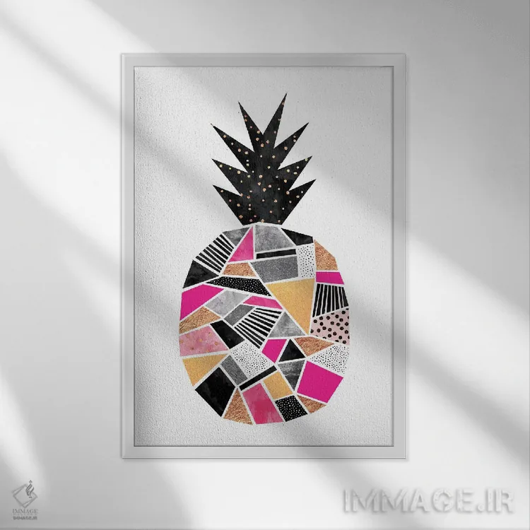 تابلو مدرن آناناس زیبا اثر الیزابت فردریکسون - نمای قابدار سفید