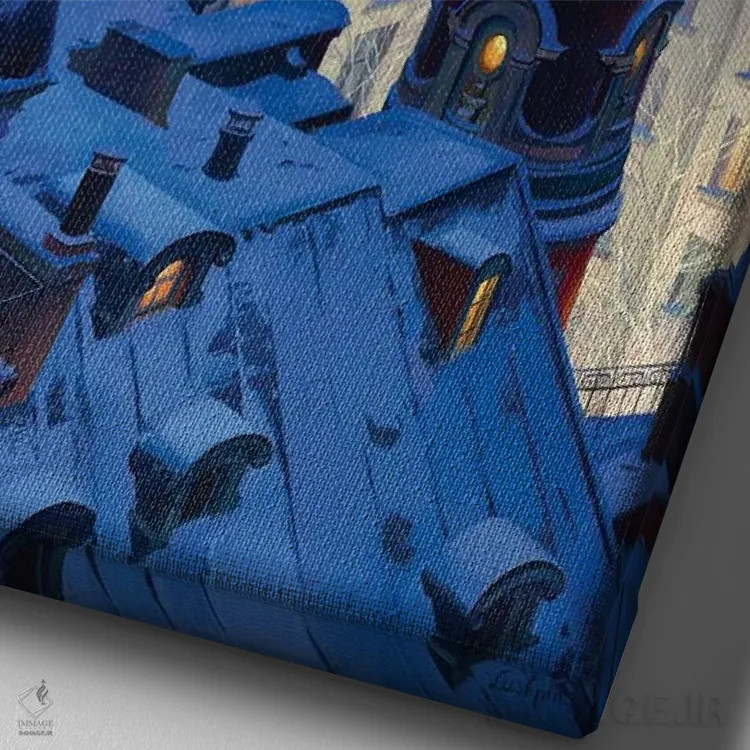 تابلو دکوراتیو سمفونی شبانه اثر اوگنی لوشپین - نمای نزدیک بافت بوم