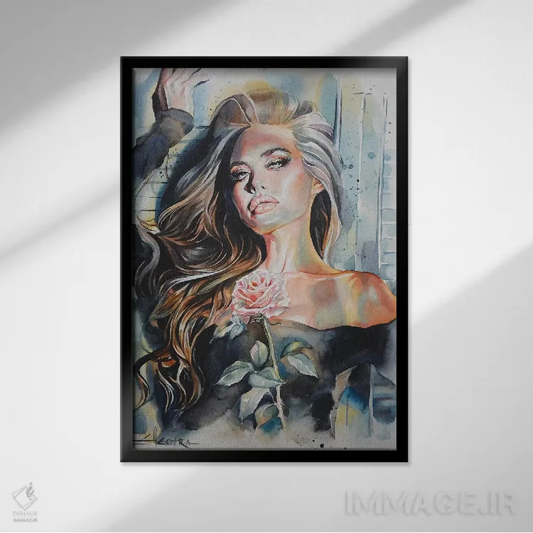 تابلو دکوراتیو عطر رو به افول اثر الکترا آرت - نمای قابدار مشکی