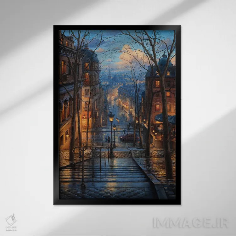 تابلو دکوراتیو بهار مونمارتر اثر اوگنی لوشپین - نمای قابدار مشکی