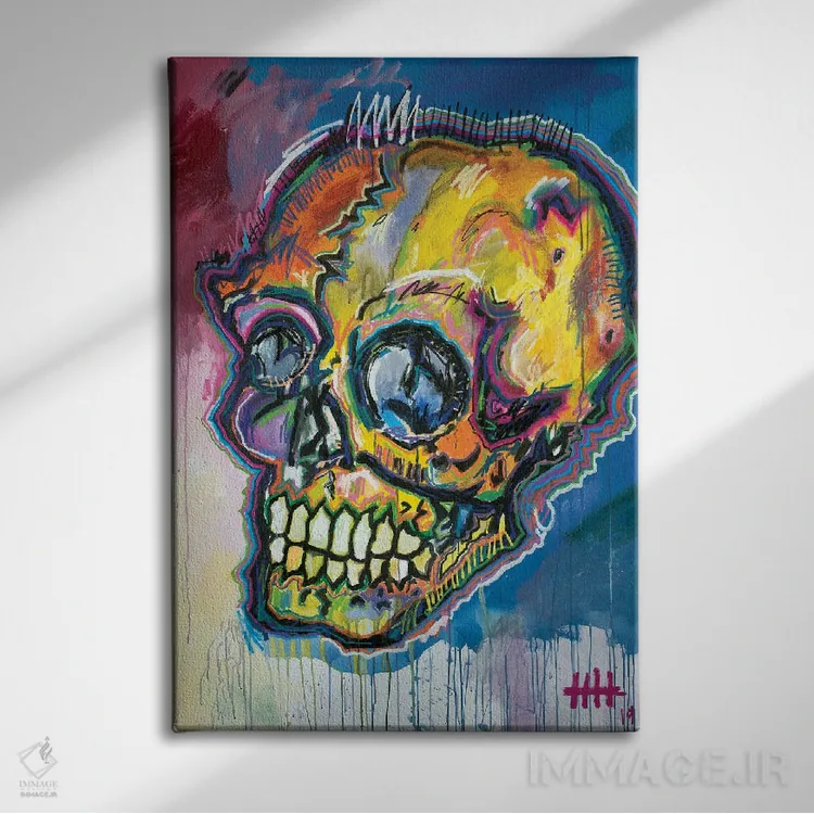 تابلو دکوراتیو جمجمه ۱۹ اثر اددی لاو - نمای روبهرو روی دیوار
