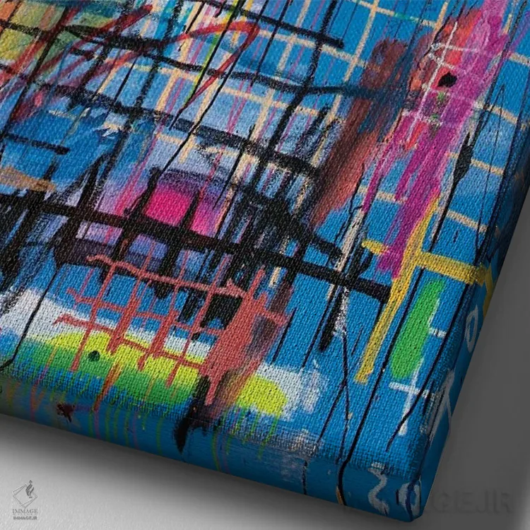 تابلو دکوراتیو ای کاش یک تی شرت DARE داشتم اثر اددی لاو - نمای نزدیک بافت بوم