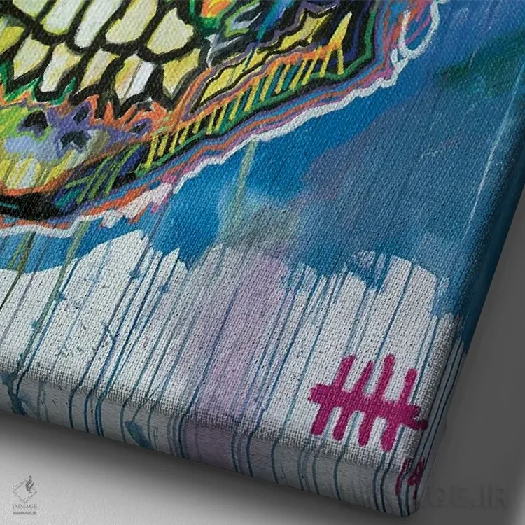 تابلو دکوراتیو جمجمه ۱۹ اثر اددی لاو - نمای نزدیک بافت بوم