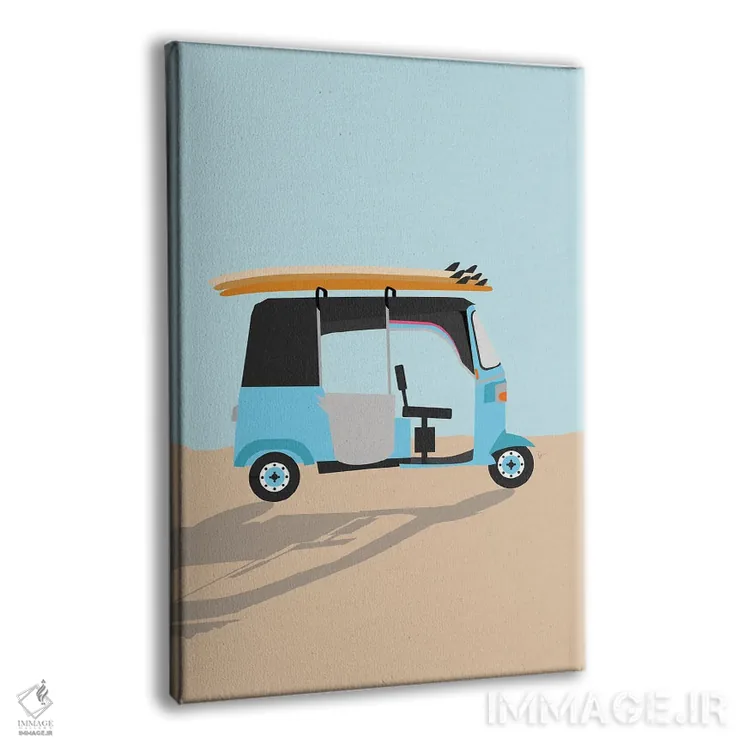 تابلو مدرن "توک توک موج سواری در سریلانکا" اثر لایمن کریتیو کو. - نمای پرسپکتیو محصول