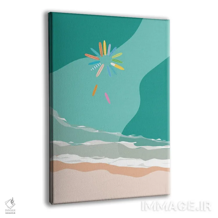 تابلو مدرن "تخته های موج سواری از نمای بالا در ساحل" اثر لایمن کریتیو کو. - نمای پرسپکتیو محصول