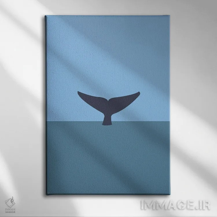 تابلو مینیمال "دم نهنگ آبی، میرسا، سریلانکا" اثر لایمن کریتیو کو. - نمای روبهرو روی دیوار