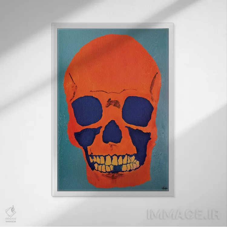 تابلو مدرن جمجمه ۱۱ اثر اددی لاو - نمای قابدار سفید