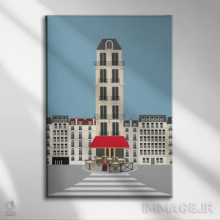 تابلو مدرن "پاریس، فرانسه | کافه پاریسی در خیابان" اثر لایمن کریتیو کو. - نمای روبهرو روی دیوار