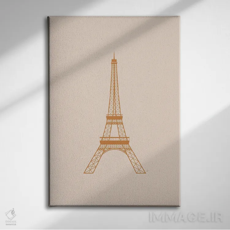 تابلو مینیمال "زیبایی شناسی کلاسیک پاریس، فرانسه، برج ایفل" اثر لایمن کریتیو کو. - نمای روبهرو روی دیوار