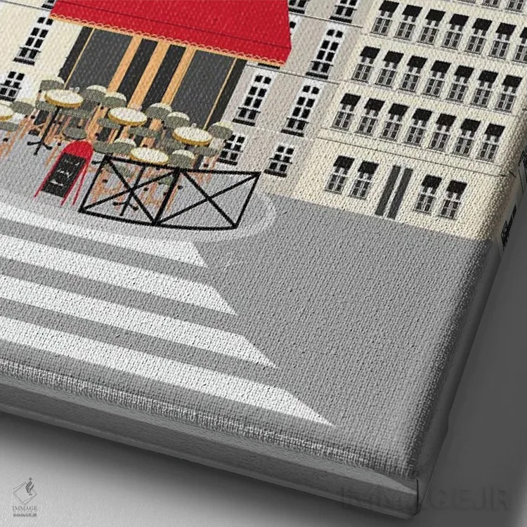 تابلو مدرن "پاریس، فرانسه | کافه پاریسی در خیابان" اثر لایمن کریتیو کو. - نمای نزدیک بافت بوم