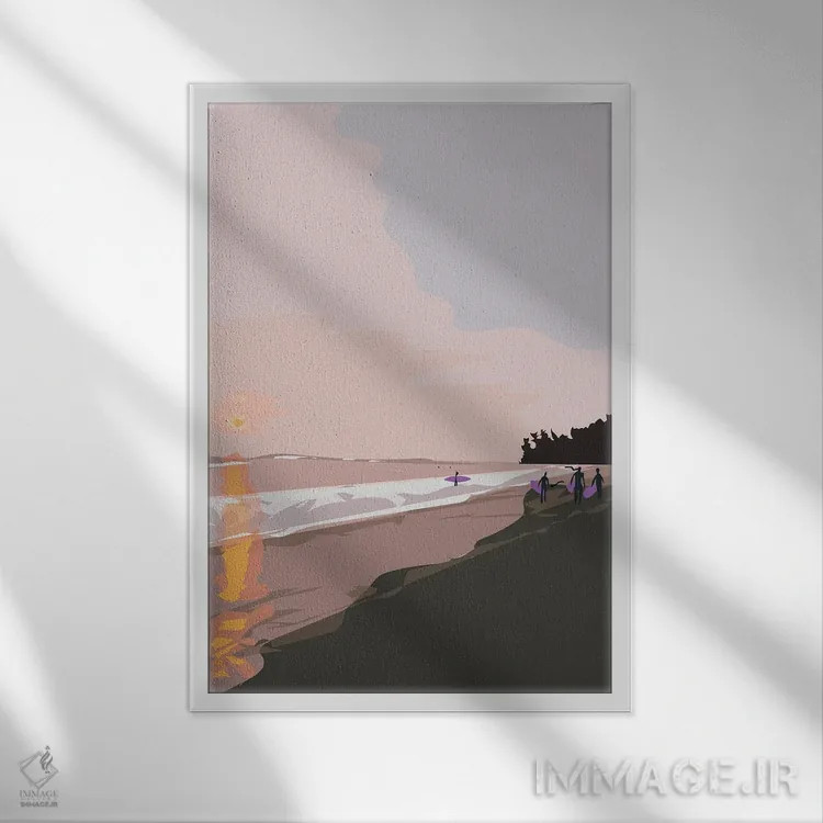 تابلو مدرن "ساحل کبالانا، آهانگاما، سریلانکا" اثر لایمن کریتیو کو. - نمای قابدار سفید