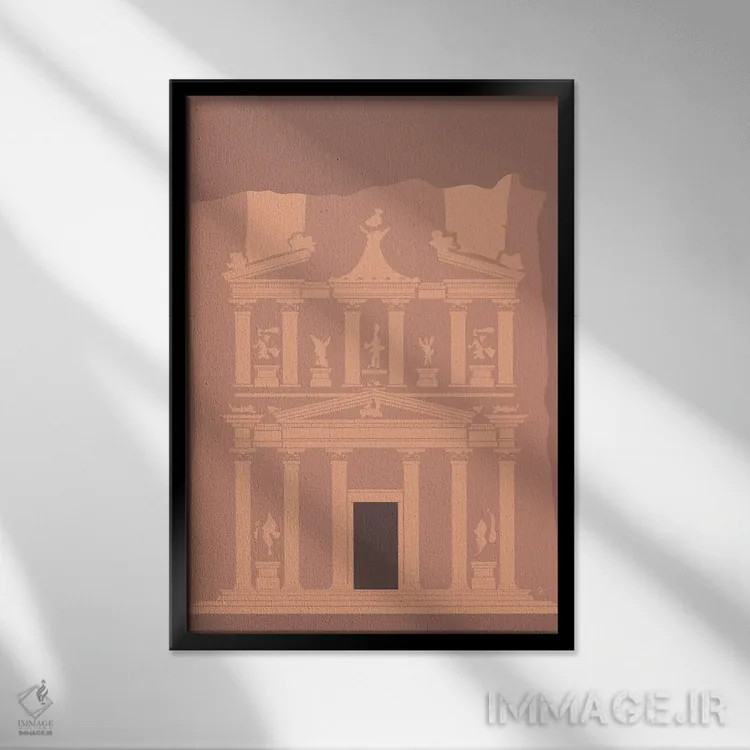 تابلو مدرن "خزانه پترا" اثر لایمن کریتیو کو. - نمای قابدار مشکی