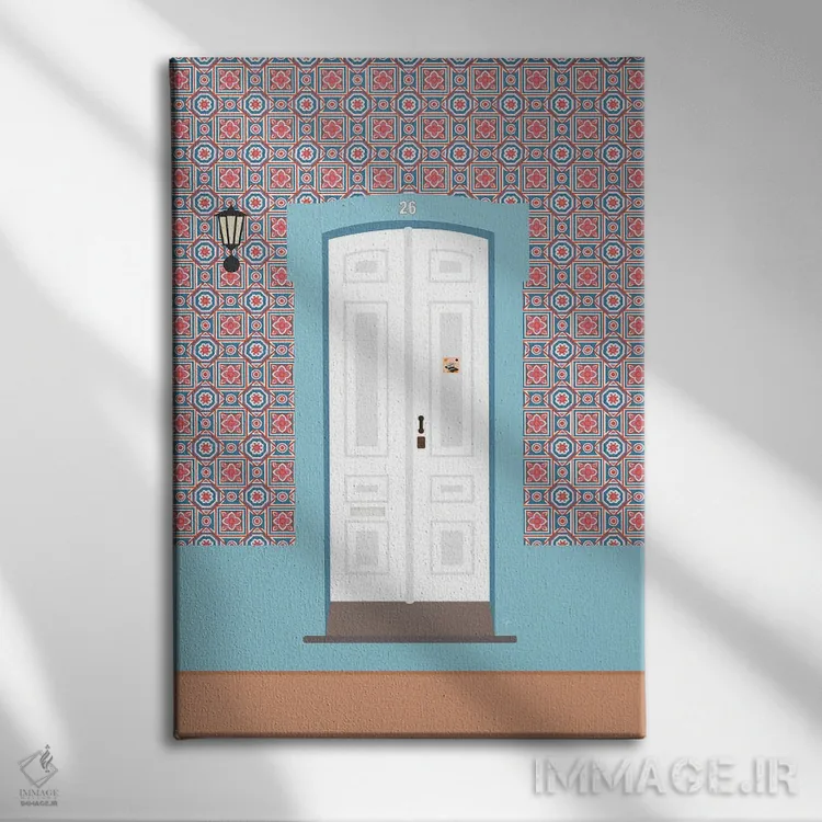 تابلو مدرن "در کاشی کاری شده پرتغالی" اثر لایمن کریتیو کو. - نمای روبهرو روی دیوار